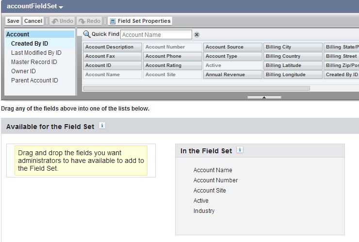 Create account field set