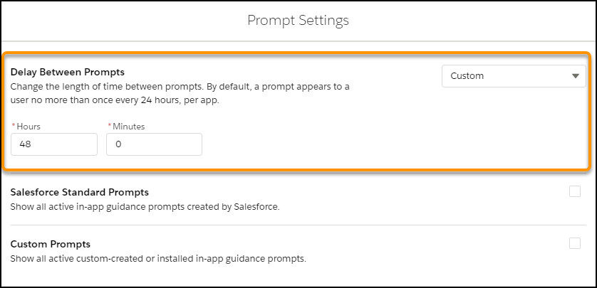 Salesforce Spring 20 Prompt Settings