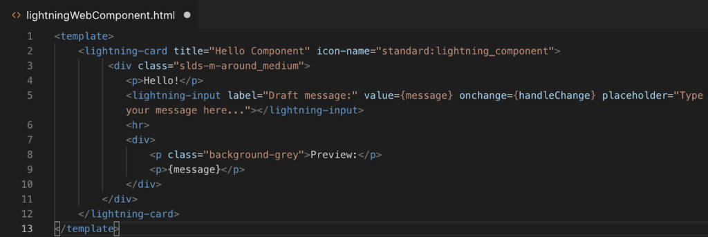 Lightning Web Components(LWC) HTML file